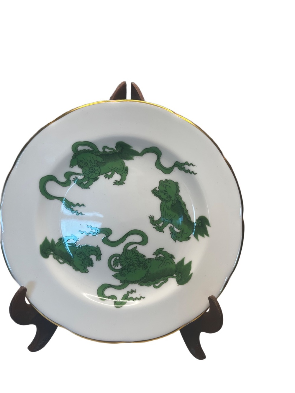 Vintage Asian Wedgwood Chinese Tigers Green Williamsburg 6" Wide Side Plates